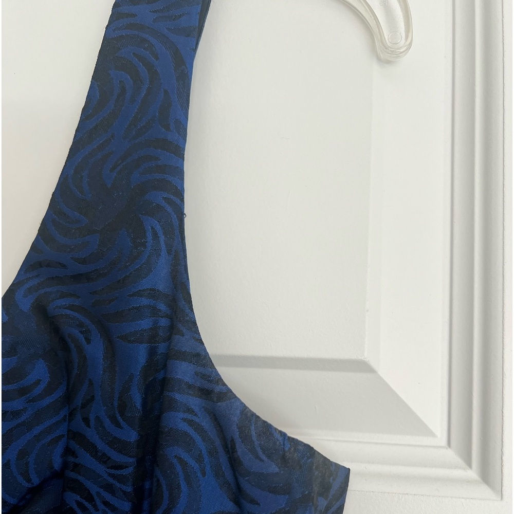 Blue V-Neck Cocktail Dress - Picture 12 of 14
